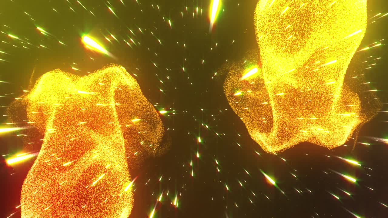 검은 바탕에서 움직이는 밝은 노란색 빛의 트레일의 애니메이션