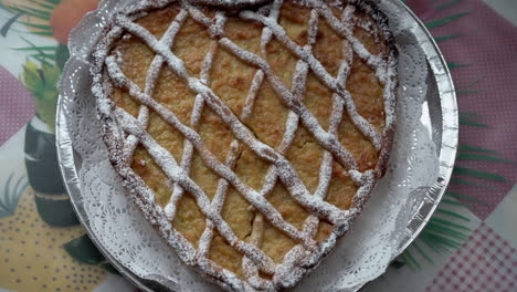 Close-up-of-traditional-Easter-pastry-from-Italian-famous-city-Naples-called-pastiera-napoletana-4k