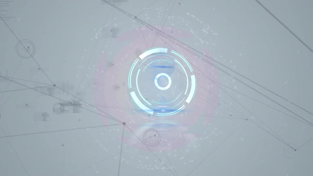 animación del escaneo de alcance sobre el procesamiento de datos y la red de conexiones