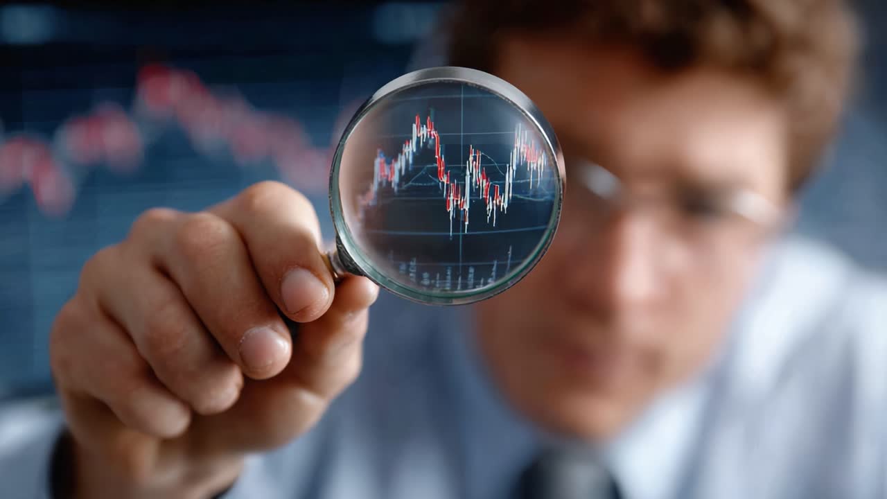 Analyzing Data Trends: A Focused Examination of Financial Graphs through a Magnifying Glass to Uncover Intricate Patterns and Insights in Market Behavior