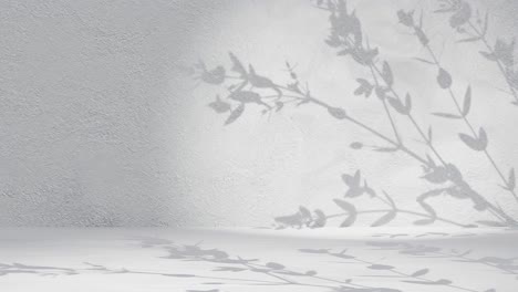 sombra de hoja de planta moviéndose suavemente por la brisa en la pared de fondo gris bucle de animación renderización de la naturaleza tranquila concepto de fondo relajante