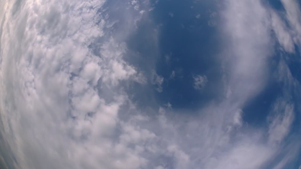 Blue sky and layer of clouds moving about in a fine sunny afternoon