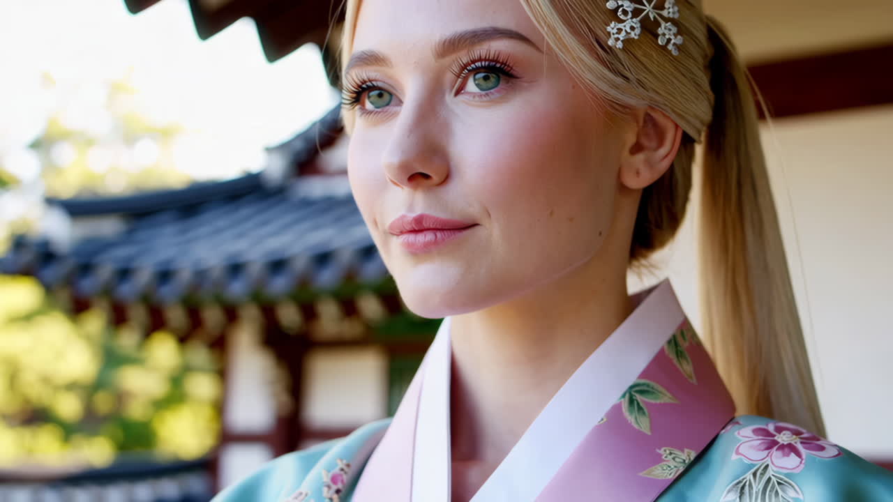 Woman in Traditional Korean Dress