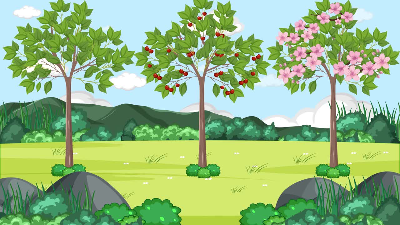 animation depicting the growth stages of a cherry tree. | freepik