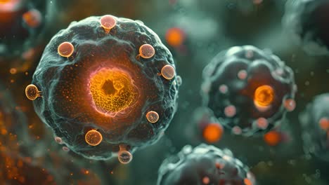 microscopic view of a cell-like structure or pathogen