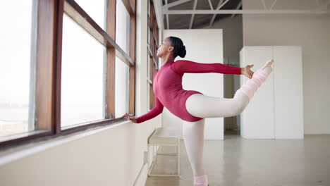Dance,-workshop-and-a-black-woman-stretching