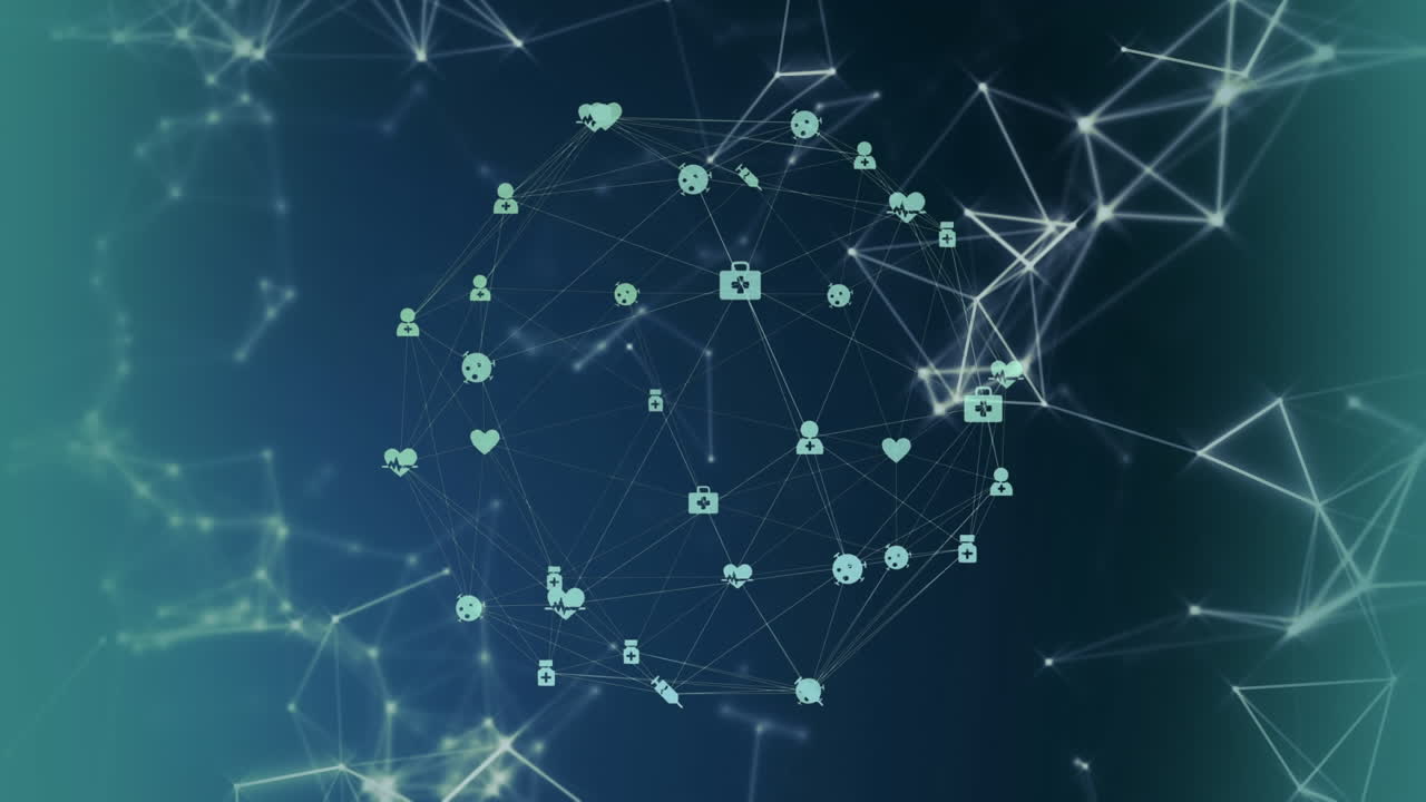 animación de la red de conexiones sobre fondo azul