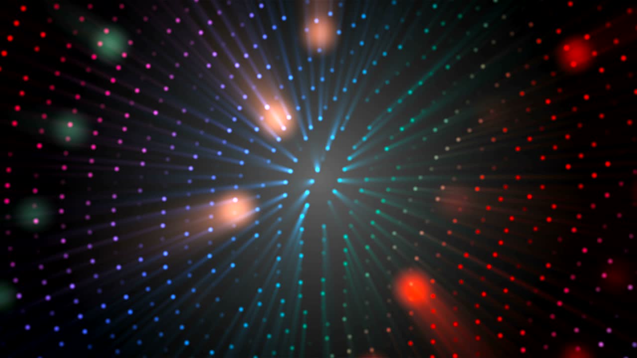 partículas de luz del espacio vj en el espacio negro - abstracción moderna para el estilo de la vida nocturna, fondo generado por computadora, renderización 3d