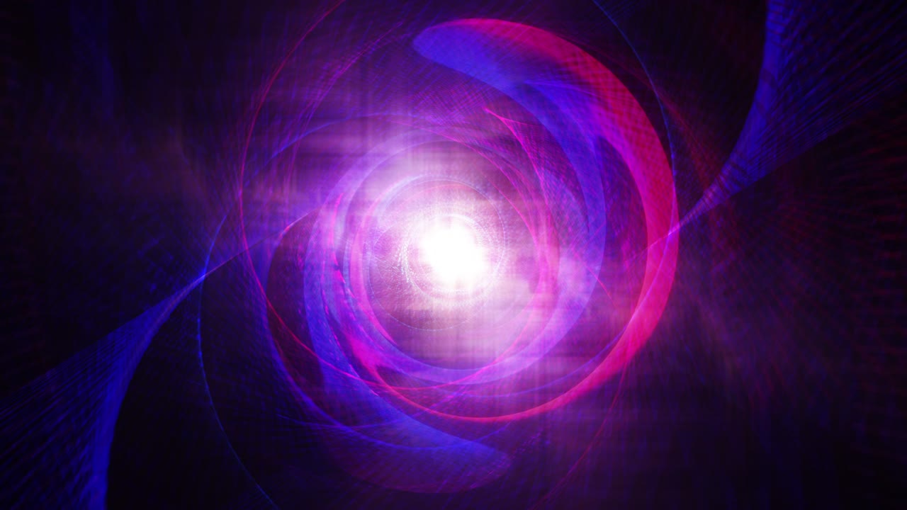 infinite fiamme di loop astratto luce blu rosa viola luci al neon con tunnel di telaio di filo cibernetico. 4k 3d loop pronto fantasia animazione tunnel digitale. telaio futuristico sfondo tecnologico moderno.