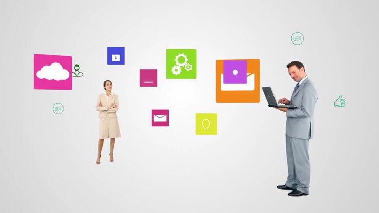 Business people using technology