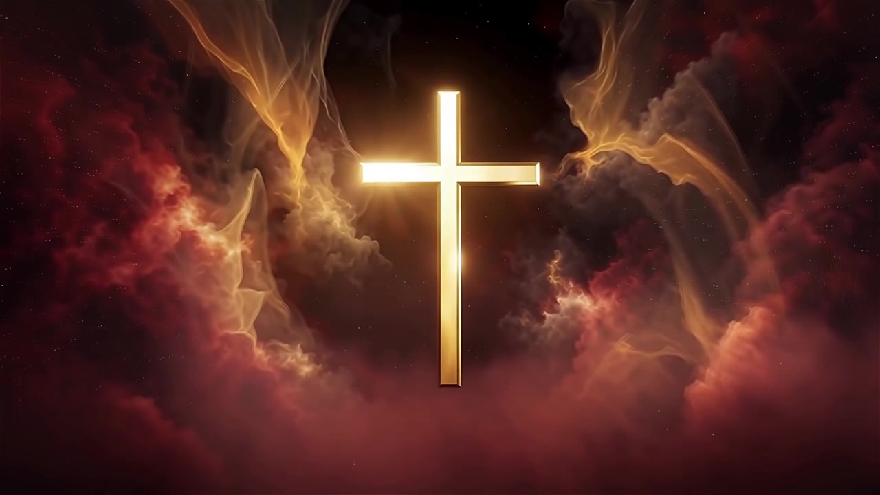 Croce Cristiana Luce Celestiale Sfondo per il Culto.
