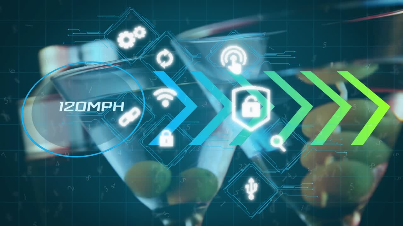 Animation of network of connections over digital human model on blue background