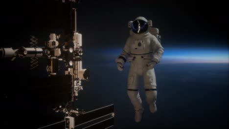 estación espacial internacional y astronauta en el espacio exterior sobre el planeta tierra