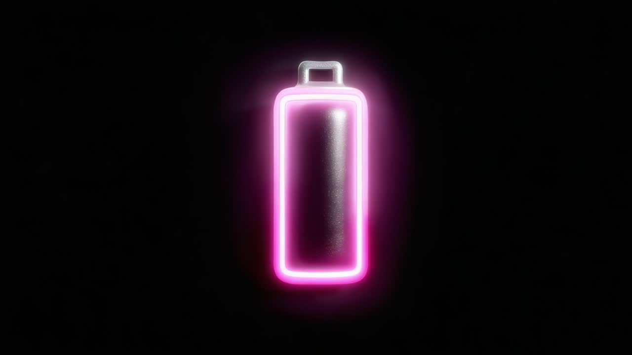 A Stunning Neon Battery Design Illuminated Against a Dark Background, Showcasing a Modern and Futuristic Aesthetic in Technology Art