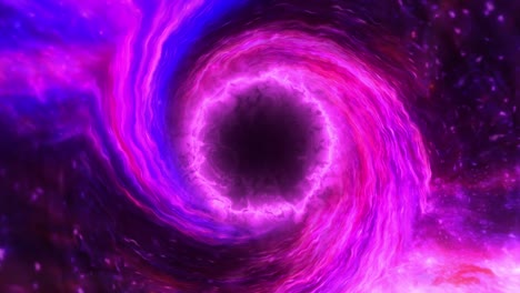 abstract 4k 3d cgi purple glow black hole with nebula gas cloud in space. loop space flight towards mysterious blackhole or wormhole twisting animation with rainbow light spinning in the universe.