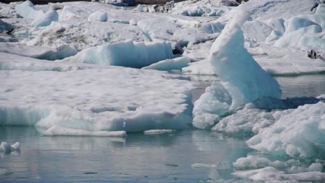 glacier moves around in iceland water