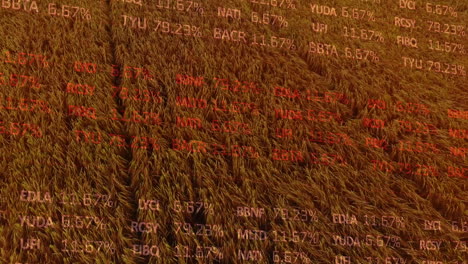 animation of financial data processing over agriculture field