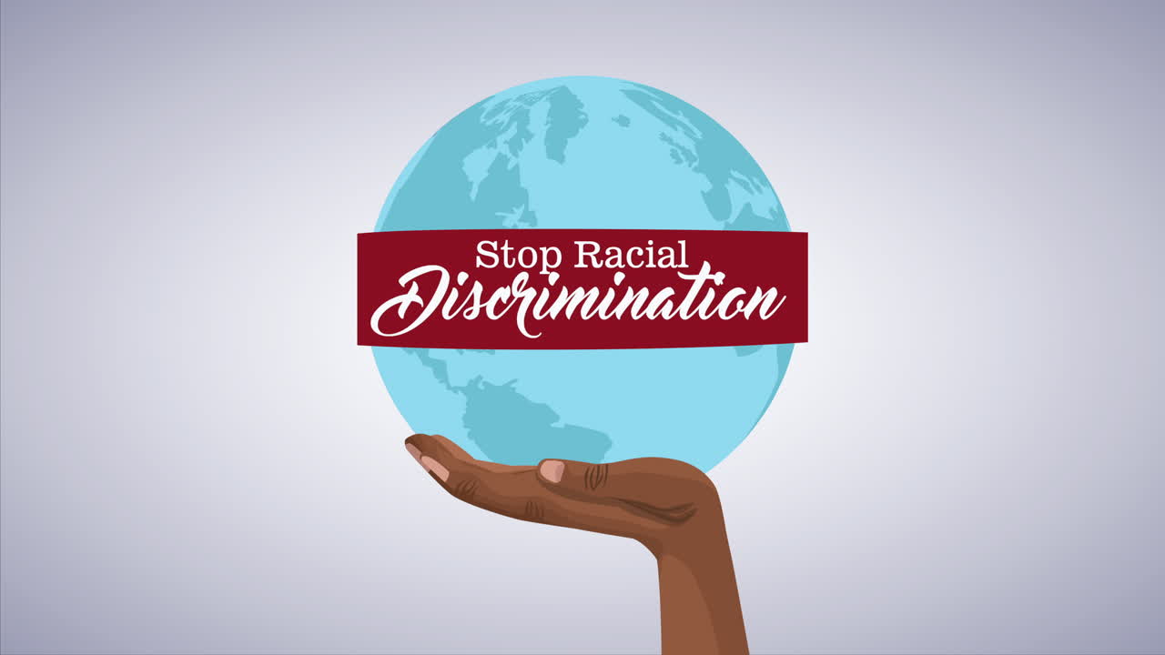 detener la campaña de racismo con la mano africana levantando el planeta tierra