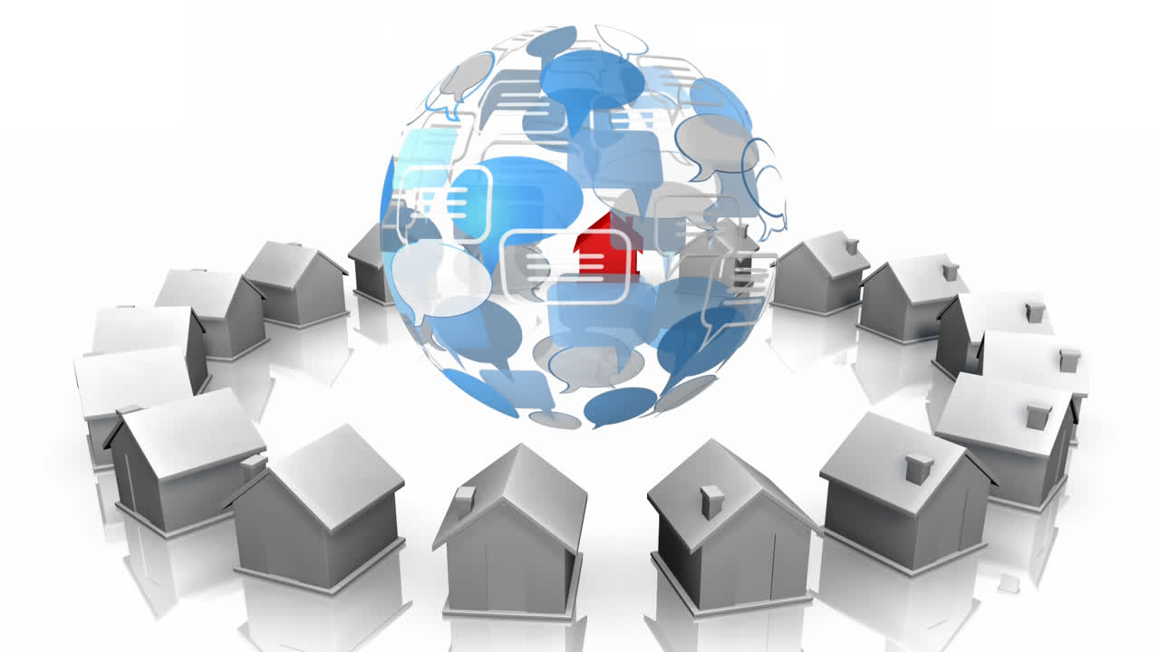 메시지 버블 아이콘 및 디지털 하우스