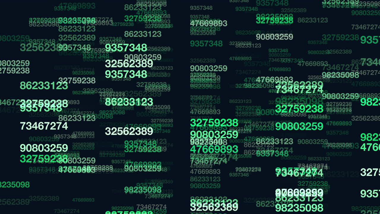 Matrix neon binary code from numbers in dark space