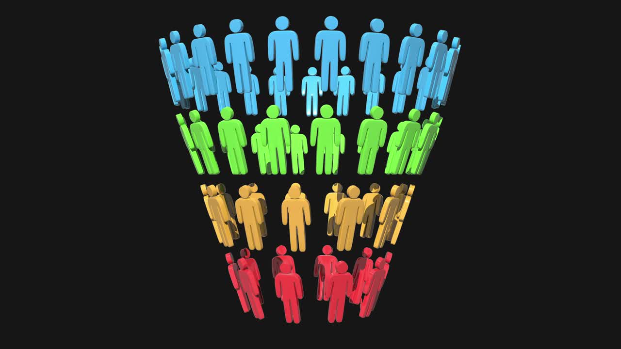 diagrama de ventas de embudo de marketing con personas