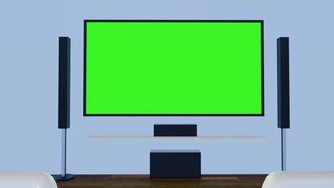 green screen on the home theater screen.