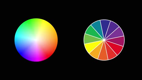 animación de dos ruedas de color o espectro de colores para gráficos y fondos de vídeo