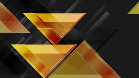 triángulos brillantes negros y dorados tecnología abstracta fondo de movimiento