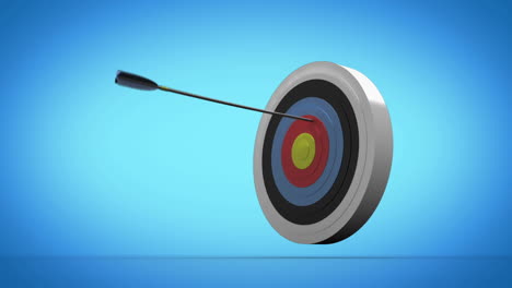 Arrows-flying-towards-dart-board-and-hitting-target