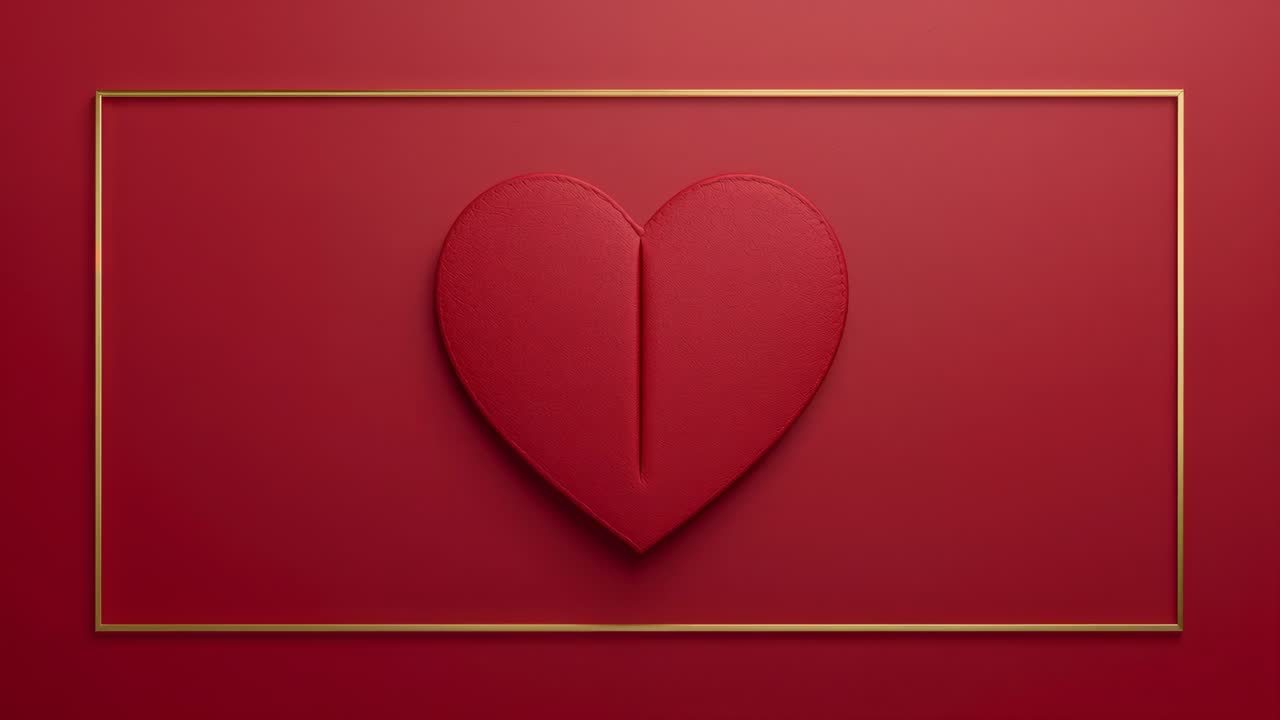 Cuore rosso pulsante che si sposta all'avvio dell'animazione in studio, creando un effetto pop in 3D con cornice dorata