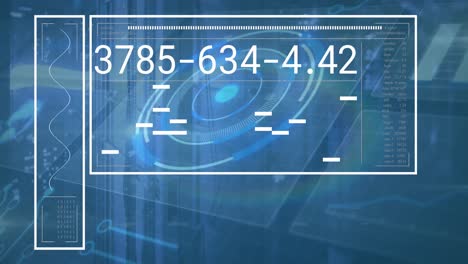 Animation-of-digital-interface-with-data-processing-against-computer-server-room