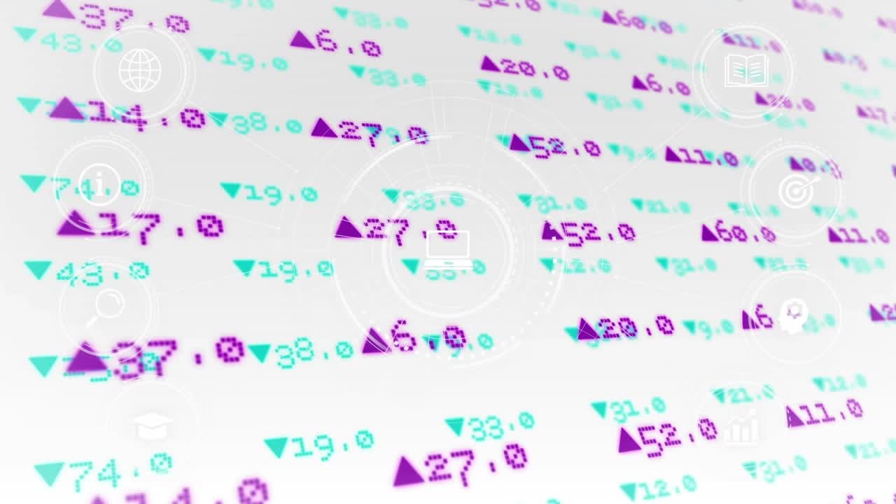 Initial HUD pulse starting numeric field and HUD pulsing, rows sliding diagonal, showing data flow