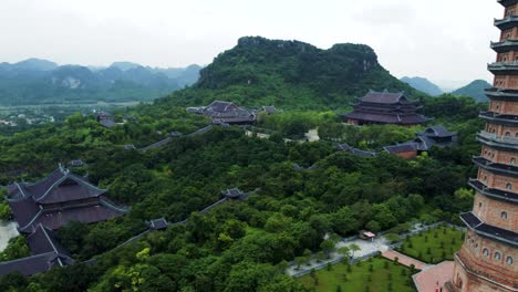 drone reveal shot of bai dinh pagoda in ninh binh, vietnam