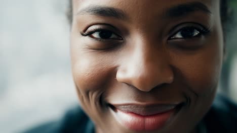 close up portrait of a smiling black woman