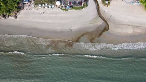 Aerial-Birds-Eye-View-Of-Pantai-Tengah-Beach-Sand-Sea-Shore-In-Langkawi