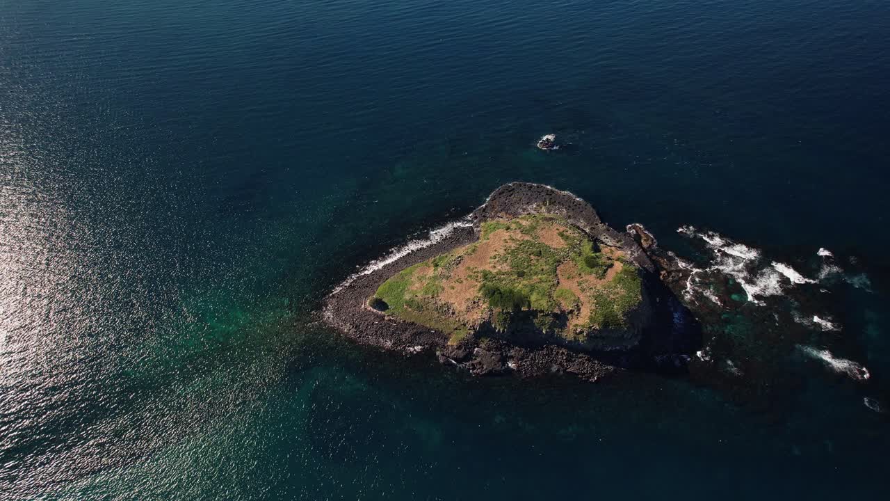 Cook Island On Tasman Sea In NSW, Australia - Drone Shot