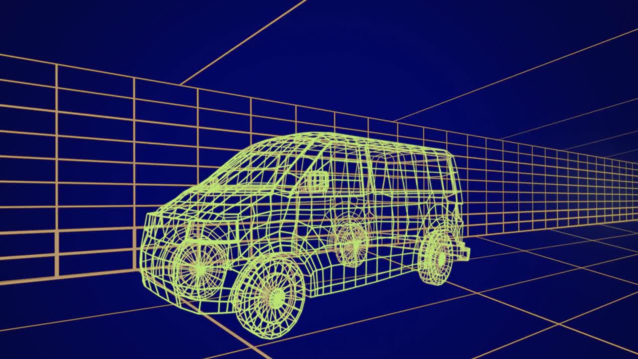 자동차 4k의 3d 기술 도면