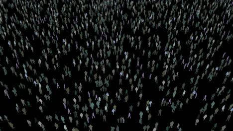 Hundreds-of-multiracial-people-crowd-animation-on-black,-collage-mosaic