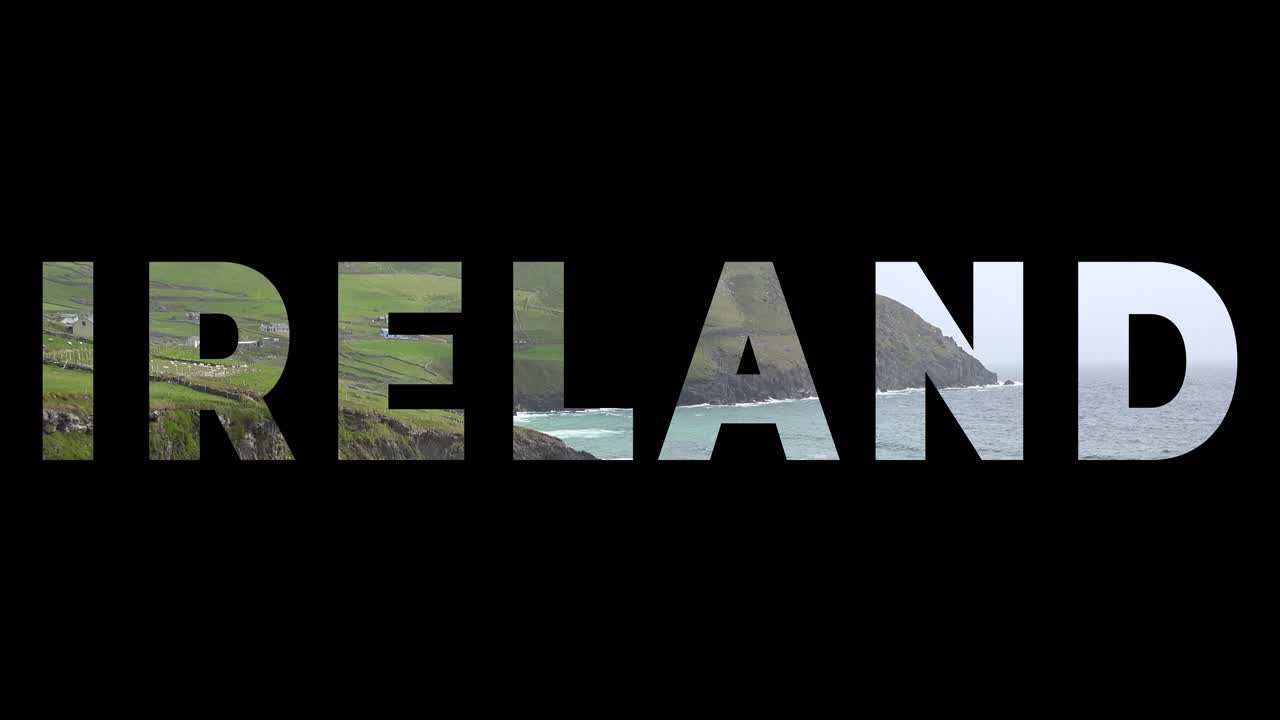 해안선과 바다와 시골은 아일랜드라는 그래픽으로  ⁇ 여 있습니다.