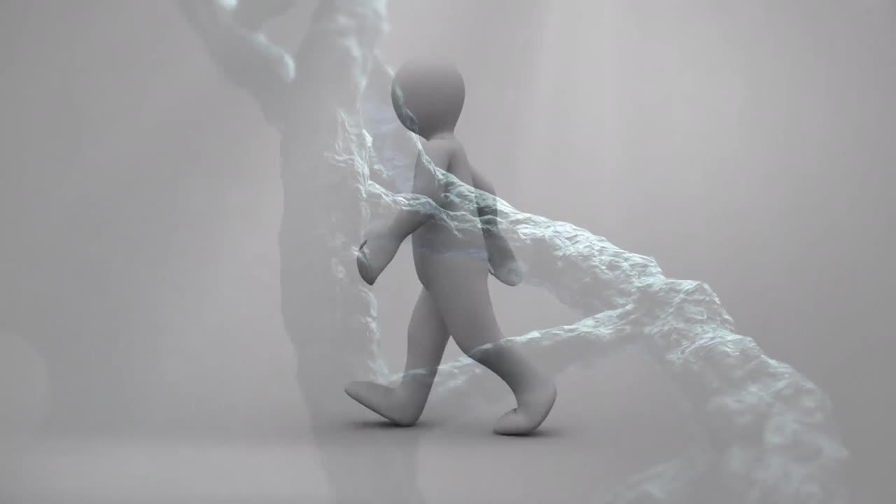 스마트폰을 이용한 여성 위에 회전하는 dna 가닥의 애니메이션