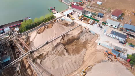 aerial view of sand mining and processing plant