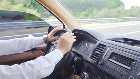 The-dashboard-of-the-vehicle-in-motion.