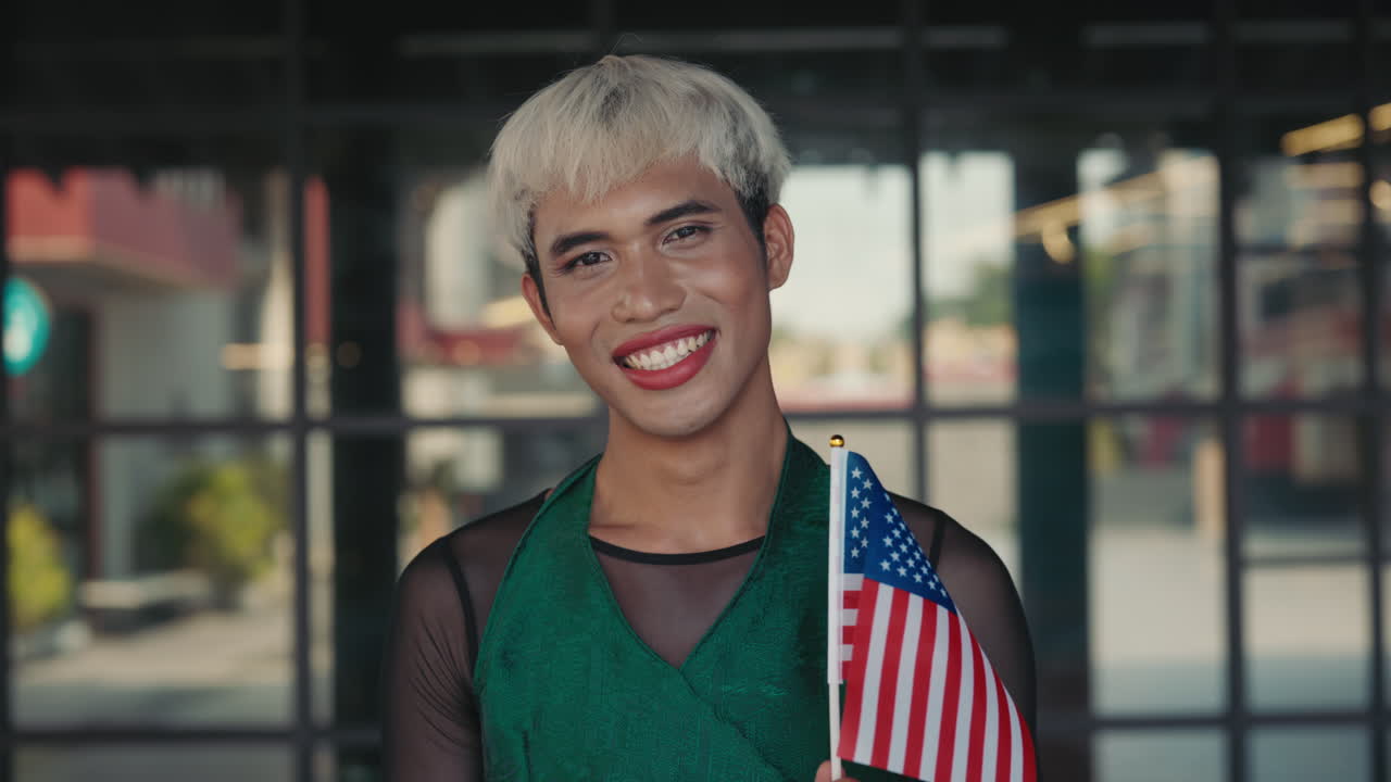 Happy Man with American Flag