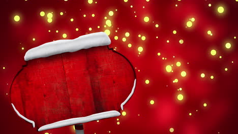 animation of christmas sign with copy space with glowing spots on red background