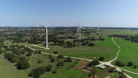 aerial video of wind turbines outside the city of comanche in texas