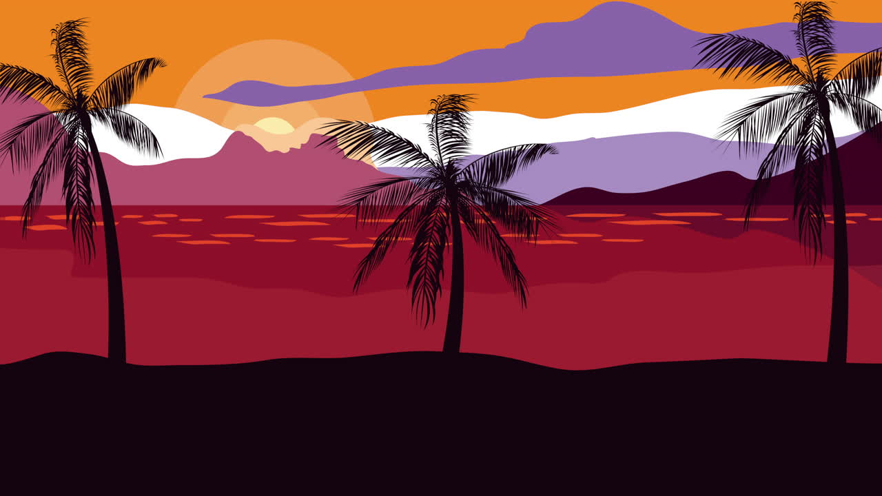 summer season animation with seascape scene