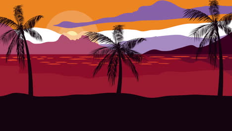 animación de la temporada de verano con escena de paisaje marítimo