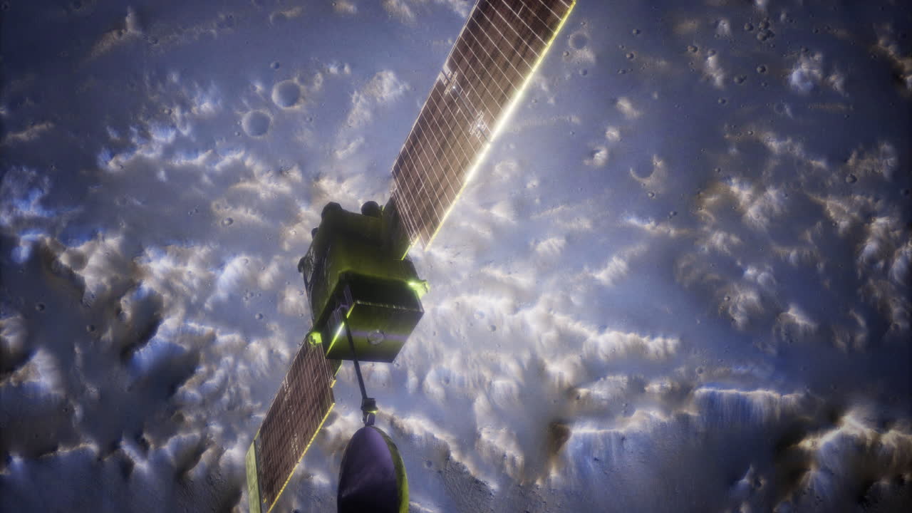 Global servyor satellite mapping the surface of mars from orbit