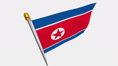 video de bucle de la bandera de corea del norte revoloteando en el viento, video en cámara lenta de 4k, con canal alfa