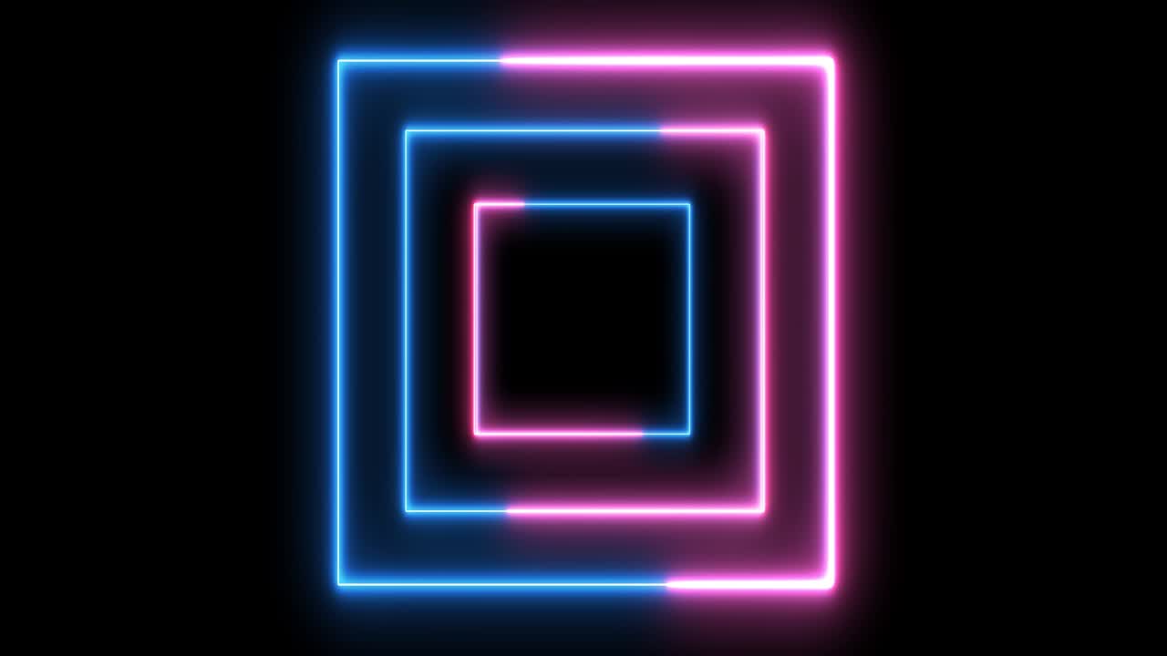 Abstract neon, led square, border. Futuristic colorful render